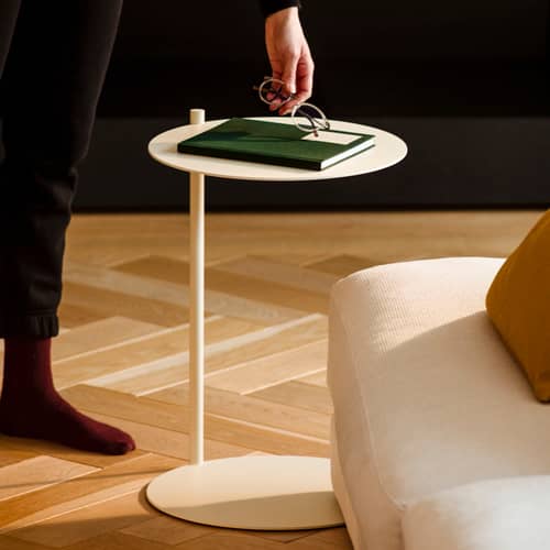 Table d\'appoint Ande métal beige / Ø 40 x H 55 cm - NOO.MA - Beige désertique - Acier recyclé