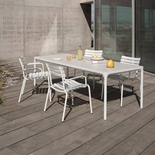 Table rectangulaire Four Ceramic céramique blanc / 210 x 90 cm - Houe - Beige coquillage - Aluminium thermolaqué, Céramique