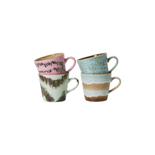 Tazzina per cappuccino 70s ceramics ceramica multicolore / Set di 4 - 33 cl - HK LIVING - Dada - Gres smaltato