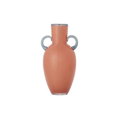Vase Anniversary verre orange - Bloomingville - Orange / Anses bleues - Verre soufflé bouche