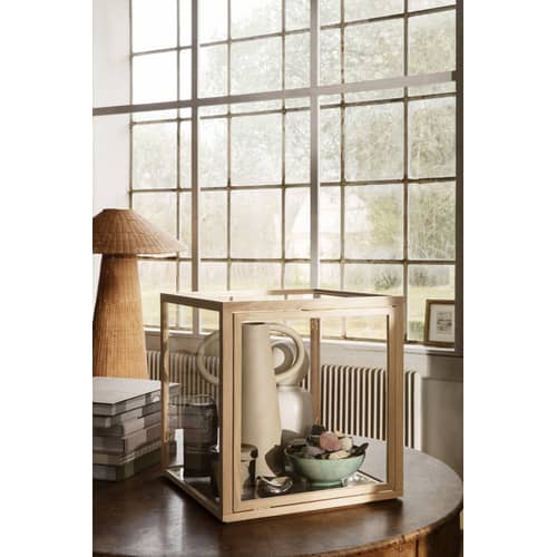 Vitrine Miru verre bois naturel / 40 x 40 x H 42 cm - Ferm Living - Chêne clair - Chêne, Laiton, Verre