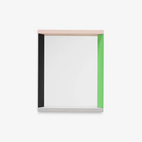 Colour Frame - Small Wall mirror wood green / W 38.5 x H 48 cm - Vitra - Green / Pink - Glass, Lacquered ash