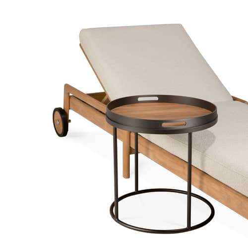 Zubehör  holz natur / Abnehmbares Tablett für Beistelltisch Core Small - Ø 48 cm - Ethnicraft - Ø 48 cm / Teakholz - Teakholz, Thermolackiertes Aluminium