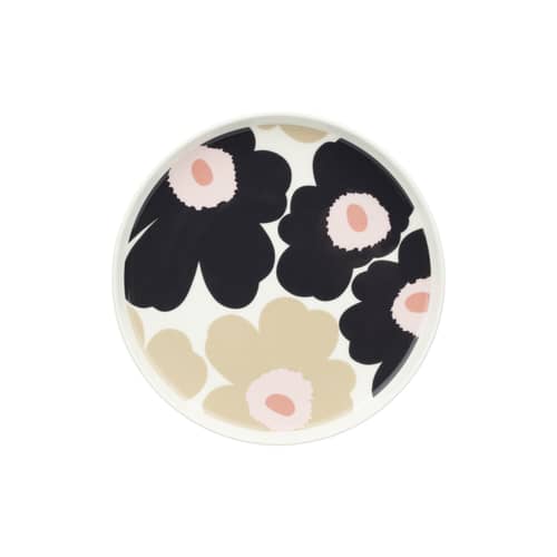 Assiette à dessert Unikko céramique / Ø 20 cm - Marimekko - Unikko / Anthracite, sable, rose - Grès