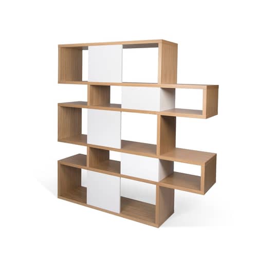 Sydney Bookcase natural wood / L 156 x H 160 cm - POP UP HOME - Oak & white - Chipboard, MDF