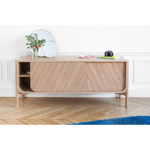 Buffet Marius bois naturel / L 155 x H 65 cm - Hartô - Chêne naturel - Chêne massif, MDF plaqué chêne