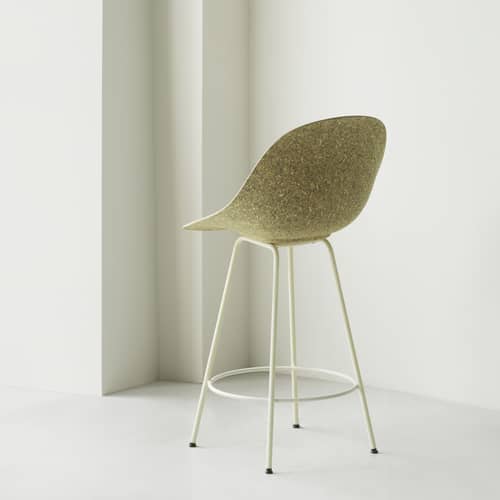 Chaise de bar Mat / H 65 cm - Chanvre - Normann Copenhagen - Chanvre (clair) / Pieds crème - Acier thermolaqué, Chanvre