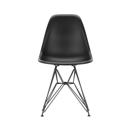 Chaise RE DSR - Eames Plastic Side Chair plastique noir / (1950) - Pieds noirs / Recyclé - Vitra - Noir / Pieds noirs - Acier laqué époxy, Plastique recyclé post-consommation