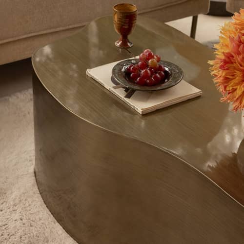 Anders Coffee table metal gold / 120 x 60 cm - NV GALLERY - Brushed brass - Iron