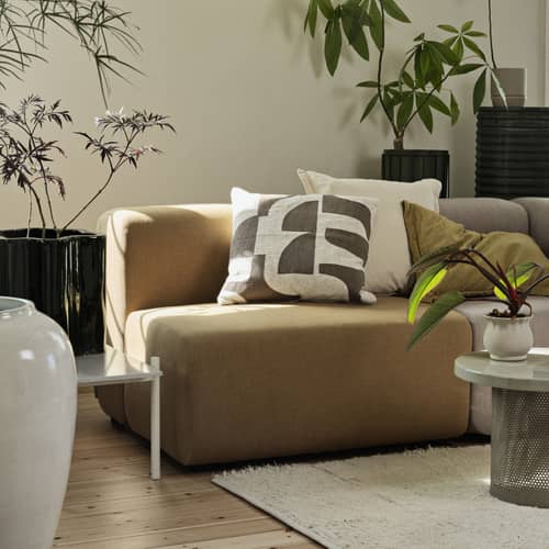 Housse de coussin Mundo tissu marron / 50 x 50 cm - BROSTE COPENHAGEN - Marron / Beige - Coton, Lin