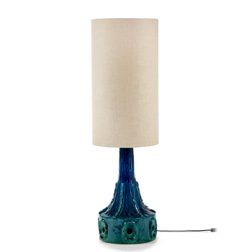 Lampada da tavolo Georgia ceramica blu / Ø 35 x H 116 cm - Serax - Modello n. 1 / Blu scuro - Cotone, Gres smaltato