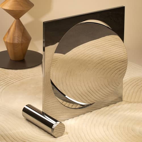 Lampe à poser Moonsetter LED métal / L 64 x H 60 cm - Edition limitée - Louis Poulsen - Chromé & blanc - Fonte d\'aluminium, Silicone