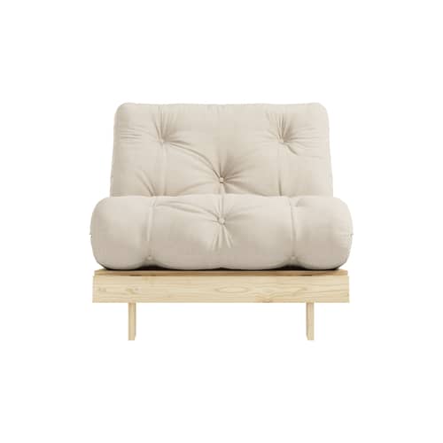Fauteuil convertible Roots / Dormeuse & lit d\'appoint - 3 positions / Structure pin clair - KARUP DESIGN - Beige 747 / Pin clair - Fibres recyclées mélangées, Mousse, Pin massif certifié FSC, Tissu