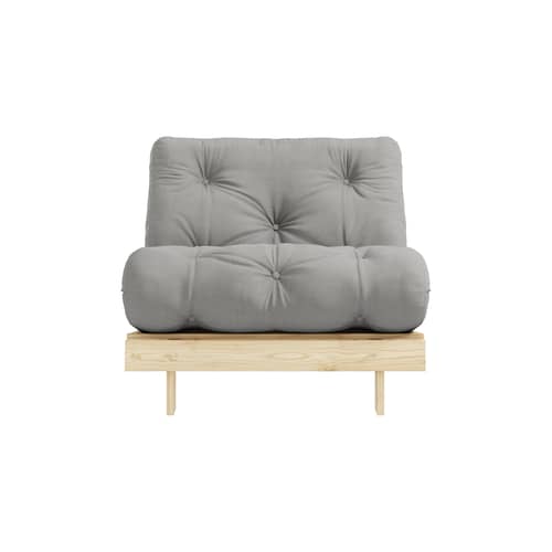 Fauteuil convertible Roots / Dormeuse & lit d\'appoint - 3 positions / Structure pin clair - KARUP DESIGN - Gris 746 / Pin clair - Fibres recyclées mélangées, Mousse, Pin massif certifié FSC, Tissu