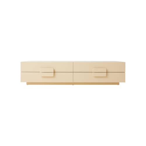 Meuble TV Spacious lowboard bois beige / L 160 x P 53,5 x H 36 cm - HK LIVING - Crème - MDF laqué