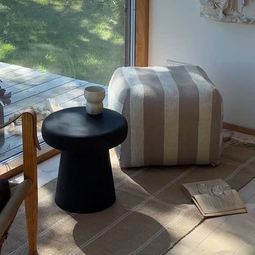 Pouf Sigrid tissu gris - BROSTE COPENHAGEN - Gris clair -  Micro-billes EPS, Coton, Lin