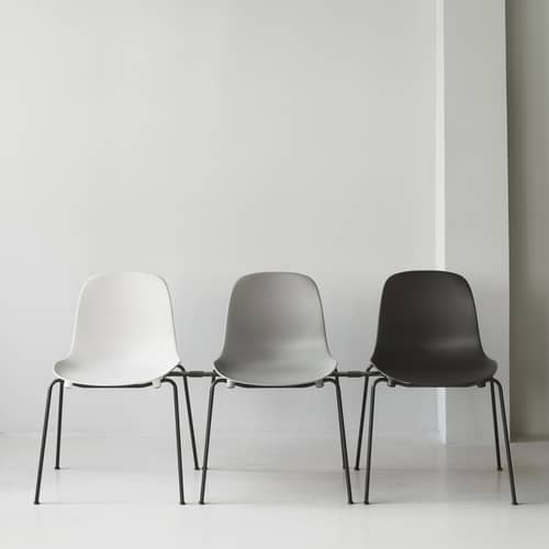Stapelbarer Stuhl Form plastikmaterial grau / 4 Metallbeine - Normann Copenhagen - Grau - lackierter Stahl, Polypropylen