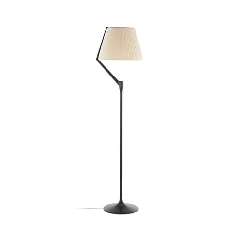 Stehleuchte Angelo Stone LED metall braun / H 173 cm - Kartell - Titanium / Ungebleichter Stoff - Aluminium, Baumwolle, Thermoplast
