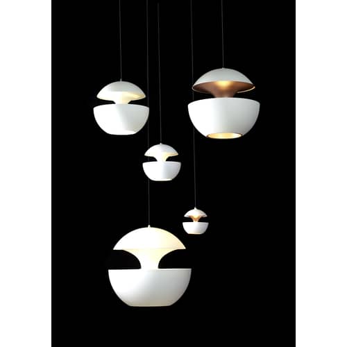 Suspension Here Comes The Sun métal blanc / Ø 45 cm - Réédition 1970 - DCW éditions - Blanc / intérieur cuivre - Aluminium, Textile