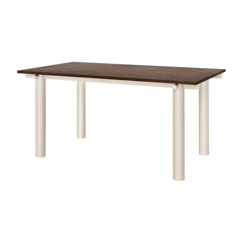 Table rectangulaire Atura bois marron / 160 x 90 cm - Ferm Living - Chêne marron foncé / Pieds beige - Acier thermolaqué, Placage de chêne teinté