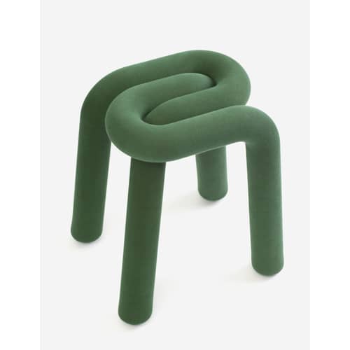 Bold Upholstered stool textile green / Padded - Moustache - Forest green - Fabric, Polyurethane foam, Steel