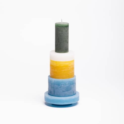 Bougie Stack 03 / 5 modules empilables bleu jaune vert - Combustion 80 heures - STAN EDITIONS - Bleu jaune vert - Paraffine