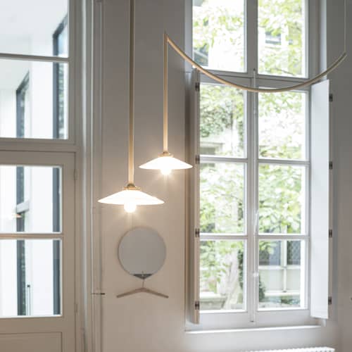 Deckenleuchte Celing Lamp n°4 metall beige / H 95 x B 149,5 cm - valerie objects - Elfenbein - Glas, Stahl