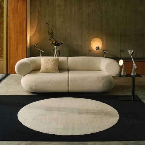 Coussin Bobble beige / Tissé main - 45 x 45 cm - Tom Dixon - Naturel - Laine bouclée recyclée, Polyester recyclé