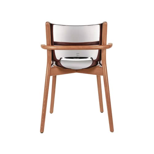 Fauteuil Poêle Collection métal / By Philippe Starck - Alessi - Acier poli / Hêtre teinté brun - Acier inoxydable poli miroir, Hêtre teinté