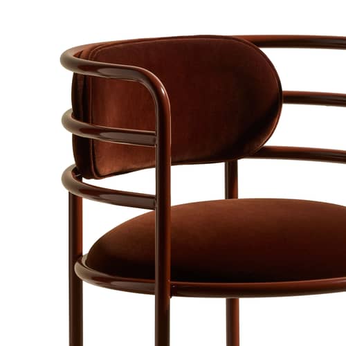 Fauteuil rembourré Moon / Velours - Maison Sarah Lavoine - Chocolat / Métal chocolat - Métal thermolaqué, Mousse, Velours de coton