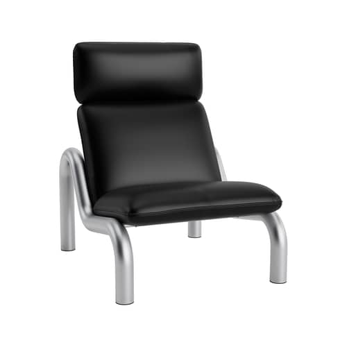 Gepolsterter Sessel Tube textil schwarz - Normann Copenhagen - Schwarz (Leder) - Leder, Schaumstoff, Stahl
