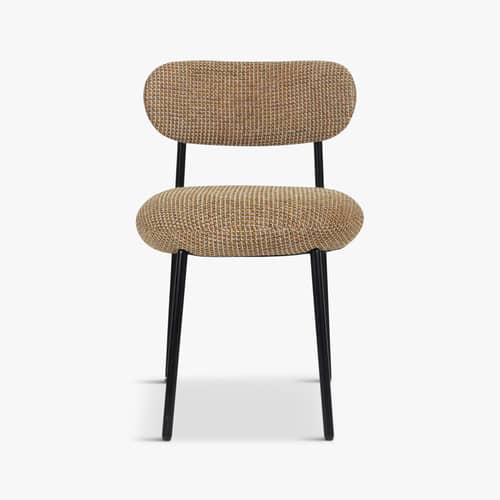 Gepolsterter Stuhl Maia textil gelb - NV GALLERY - Gelber Tweed - Eisen, Gewebe, High Density-Schaum