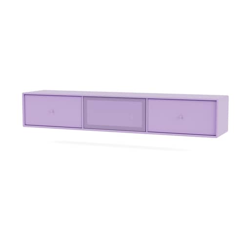 Meuble TV suspendu Octave V bois violet / L 138 x P 30 x H 24 cm - MONTANA - Iris 164 - Acier perforé, MDF laqué