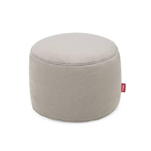Pouf per esterno Point Outdoor tessuto grigio beige / Tessuto Olefin - Ø 50 cm - Fatboy - Grigio-tortora -  Micro-billes EPS, Tessuto Olefina