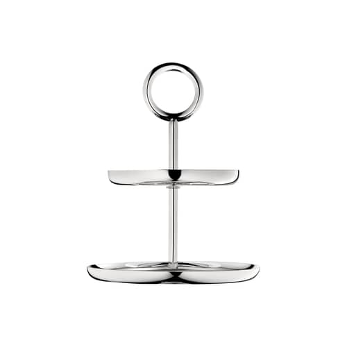Vertigo Presentation dish metal / 2-tier pastry stand - Andrée Putman, 2002 - Christofle - Silver metal - Silvery metal
