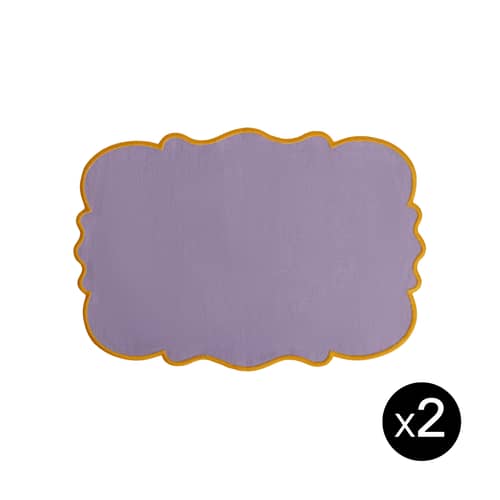 Set de table Smerlato / Set de 2 - 33 x 48 cm - Bitossi Home - Lilas / Bord ocre - Coton, Lin