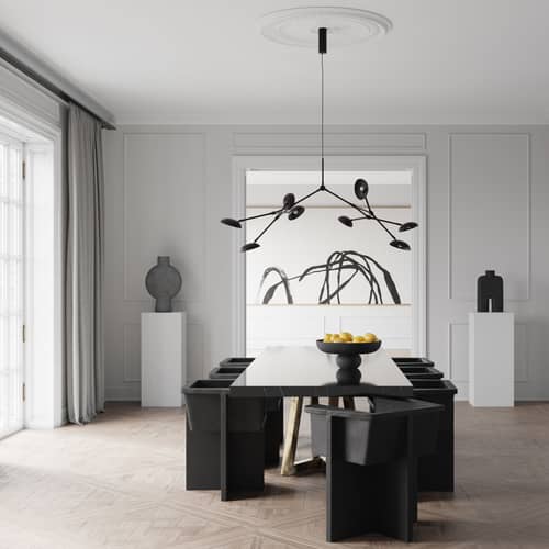 Sospensione Drop metallo nero / 154 x 121 x H 73 cm - Modulare - 101 COPENHAGEN - Nero bruciato - Ferro