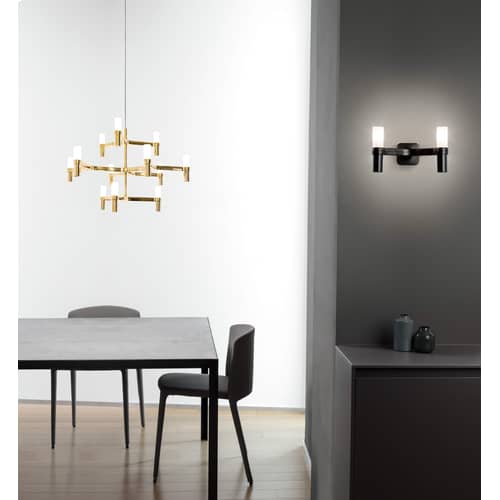 Suspension Crown Minor or métal / Ø 77 cm - Nemo - Or mat - Aluminium peint, Verre sablé