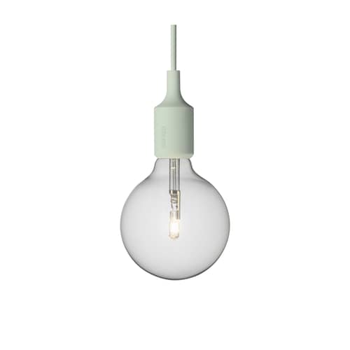 Suspension E27 plastique vert / Silicone - Ampoule incluse - Muuto - Vert pâle - Silicone