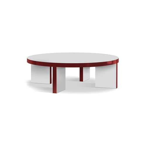 Table basse Slice me nice matériau rouge / Ø 90 x H 28 cm - Zanotta - Ø 90 x H 28 cm / Amarante & argent - MDF revêtus de stratifié Fenix®
