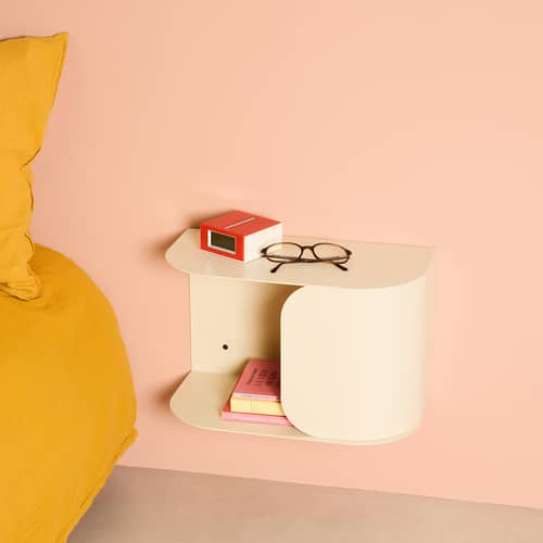 Table de chevet murale Steel métal beige / L 40 cm - NOBODINOZ - Beige - Acier laqué