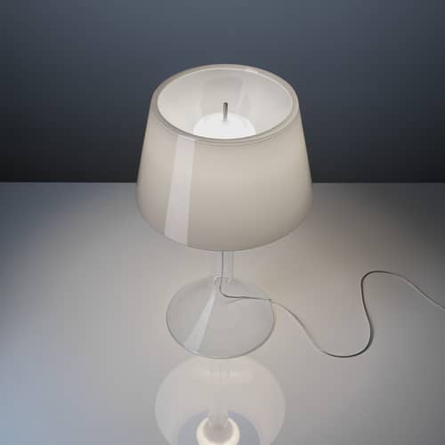 Chapeaux LED Table lamp glass grey / Ø 29 x H 47 cm - Foscarini - Grey - Blown glass, Borosilicated glass