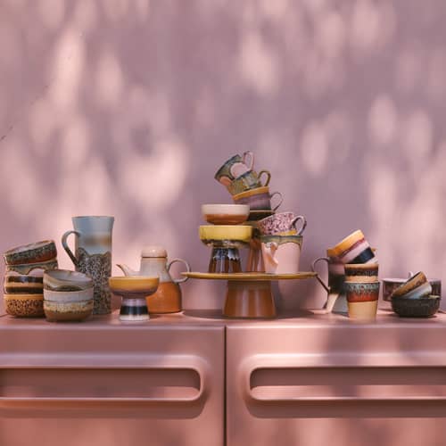 Tazzina da caffè 70s ceramics ceramica multicolore / Set di 4 - 25 cl - HK LIVING - Capo - Gres smaltato