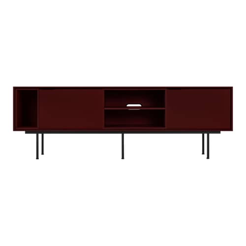 Mod Television table wood red / L 189 x H 61 cm - NOO.MA - Burgundy - Melamine, Steel