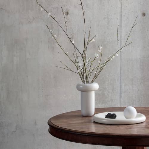 Vase Dough céramique blanc / Ø 18 x H 26 cm - TOOGOOD - Crème - Grès émaillé