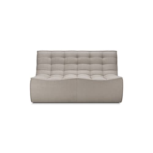 Canapé droit N701 tissu beige / 2 places - L 140 cm / Coton recyclé - Ethnicraft - Ecru Eco (coton recyclé) - Bois, Coton recyclé, Mousse PU haute densité