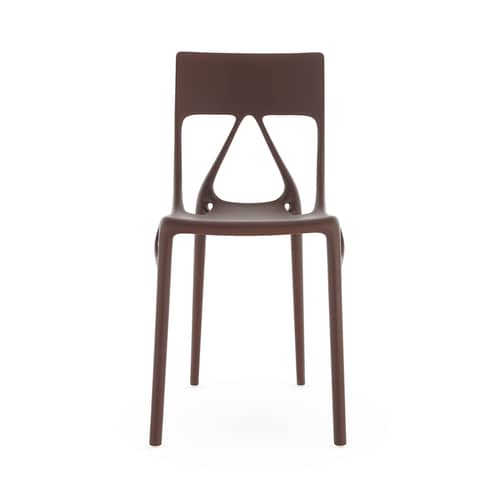 Chaise empilable A.I. Lite plastique marron / Conçu par intelligence artificielle - Recyclé - Kartell - Moka - PMMA recyclé