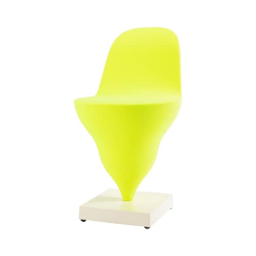 Chaise rembourrée Gelato tissu jaune - Moustache - Tissu Lime / Base crème - Fonte d\'aluminium, Métal, Mousse polyuréthane, Tissu polyester