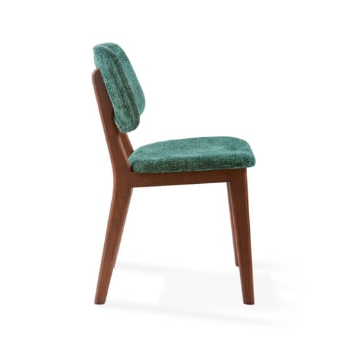 Chaise rembourrée Happy Days tissu vert - POLSPOTTEN - Vert foncé (effet tricot) - Frêne, Mousse, Tissu