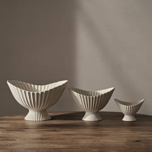 Coupe Fountain Medium céramique blanc / 28 x 24 x H 19 cm - Ferm Living - L 28 cm / Blanc - Grès
